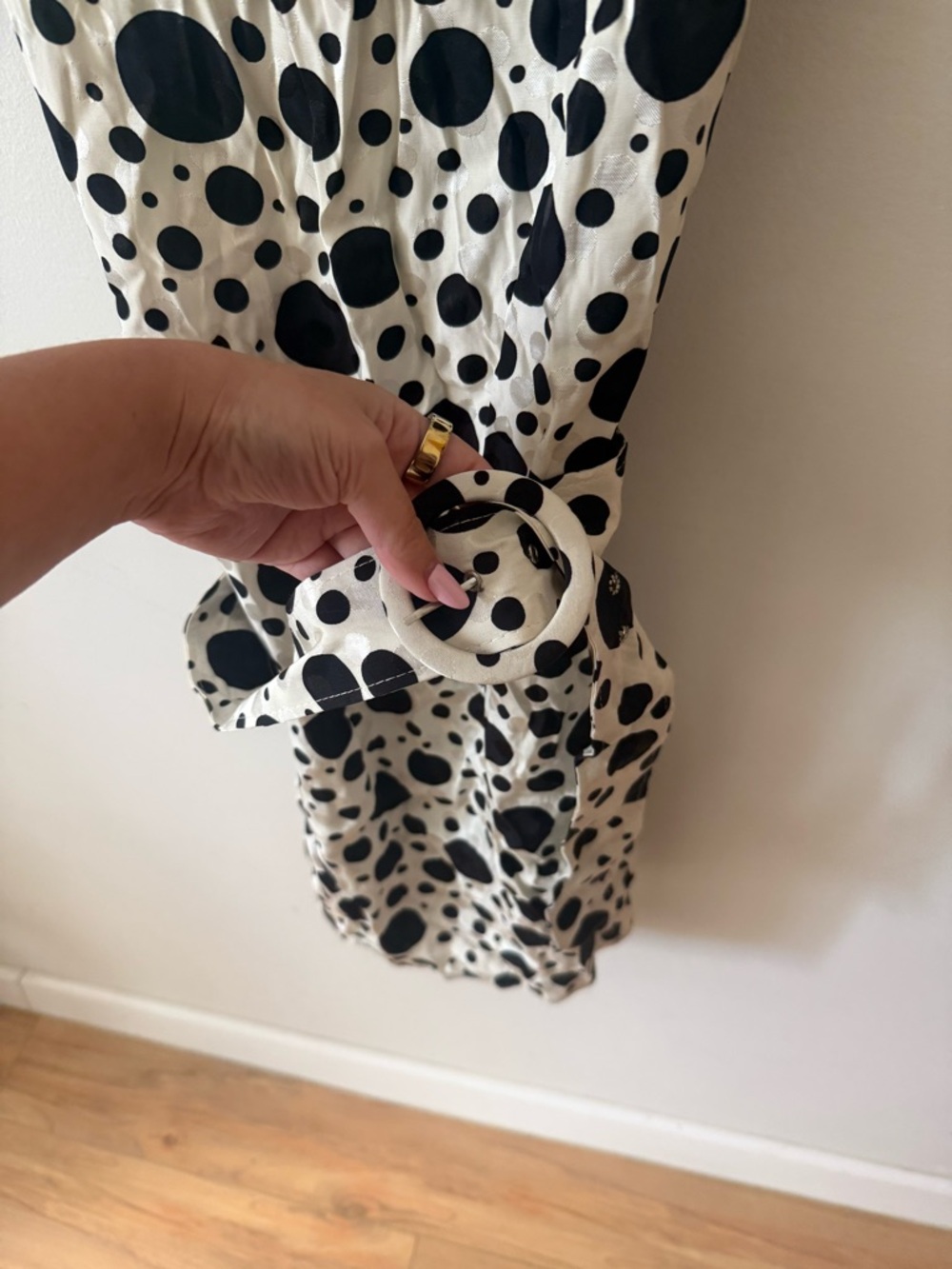 River Island Black & White Polka Dot Belted Mini Dress - Picture 3 of 5
